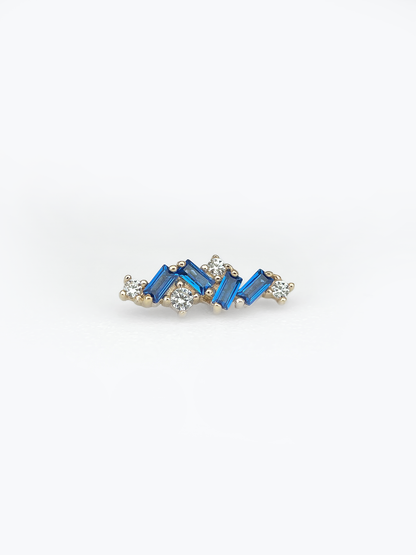 Élégance – Or 14K - Pierres Bleues & Multicolores