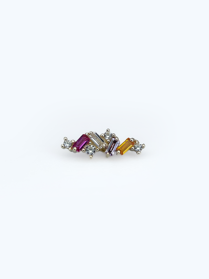 Élégance – Or 14K - Pierres Bleues & Multicolores