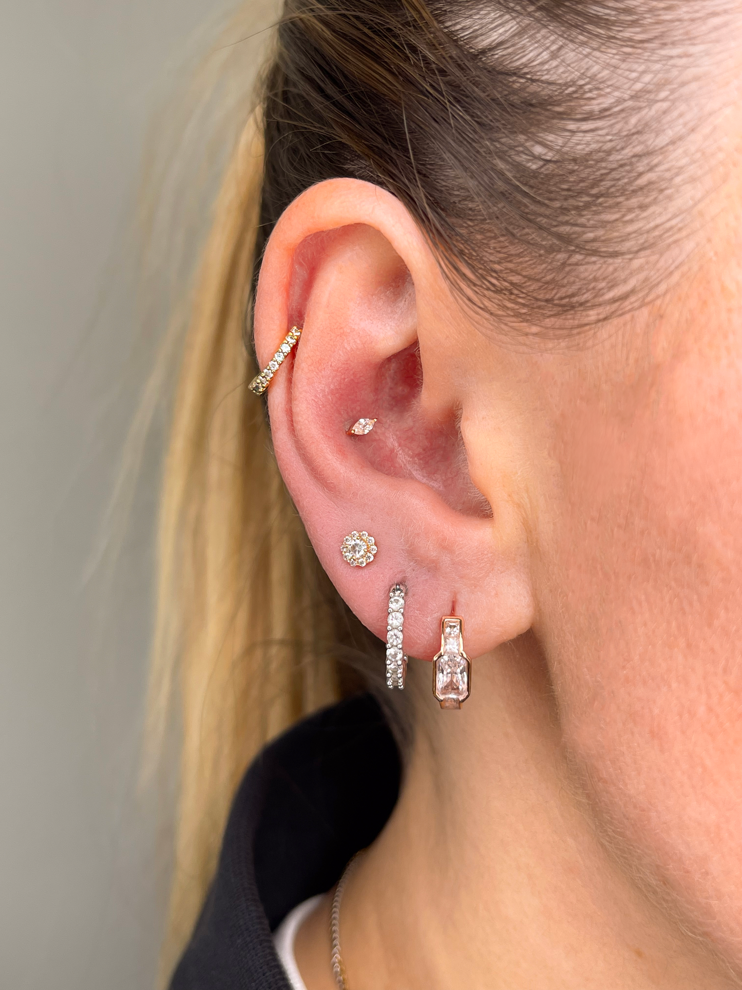 Navette - Or Jaune & Or Blanc 14K