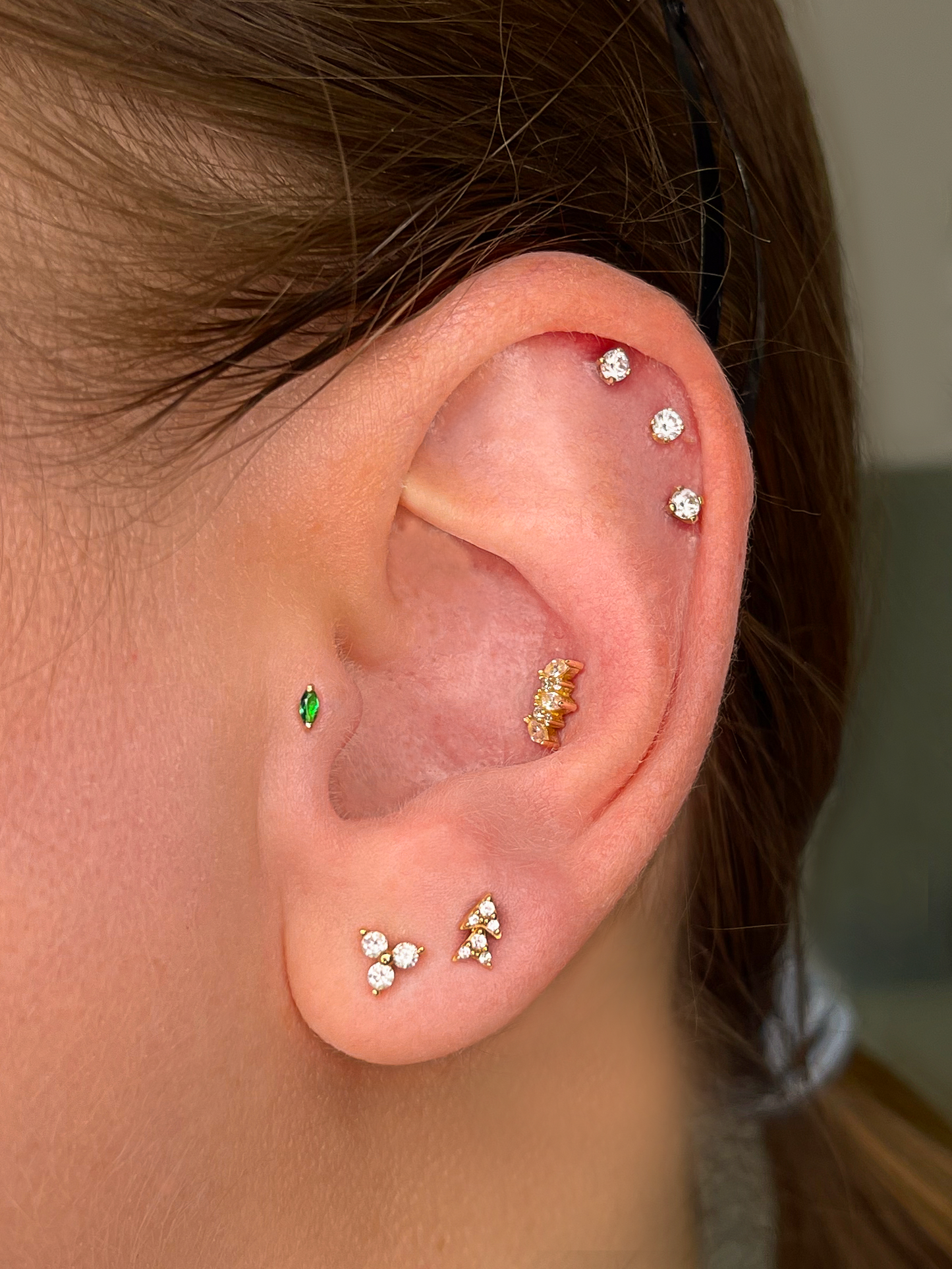 Navette – Or 14K – Pierres Précieuses (Émeraude & Rubis)