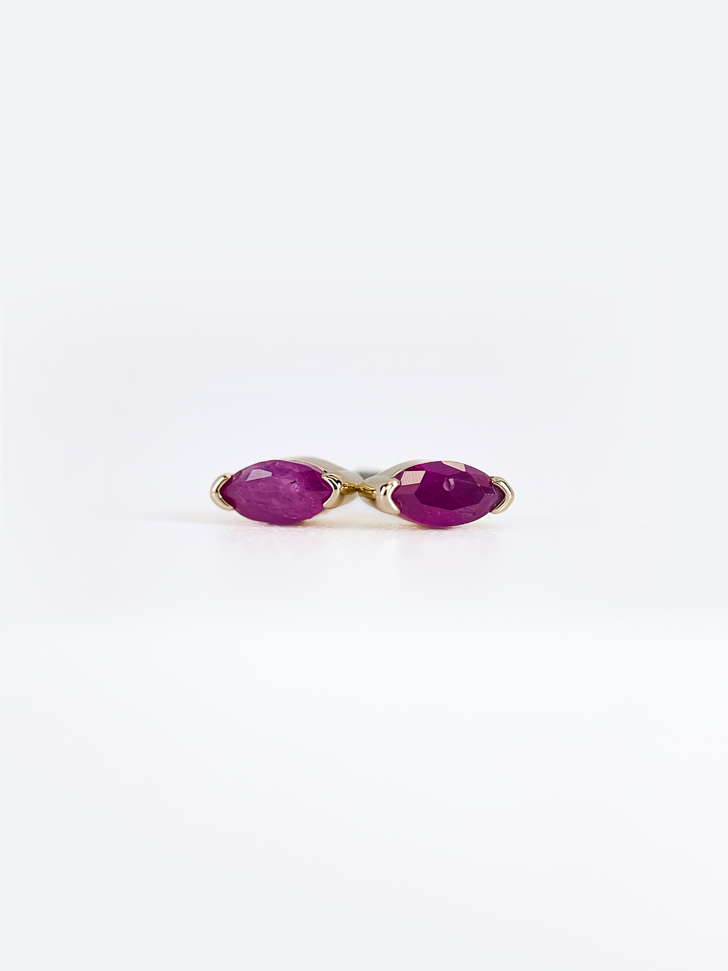 Navette – Or 14K – Pierres Précieuses (Émeraude & Rubis)