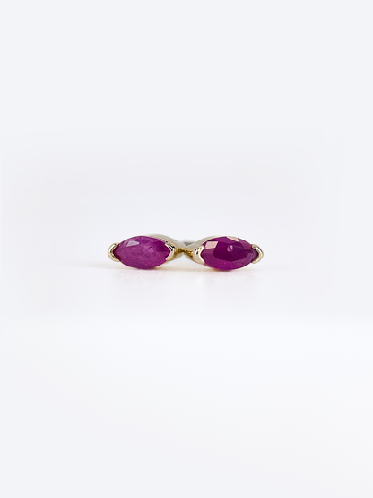Navette – Or 14K – Pierres Précieuses (Émeraude & Rubis)