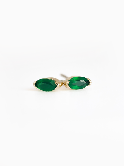 Navette – Or 14K – Pierres Précieuses (Émeraude & Rubis)