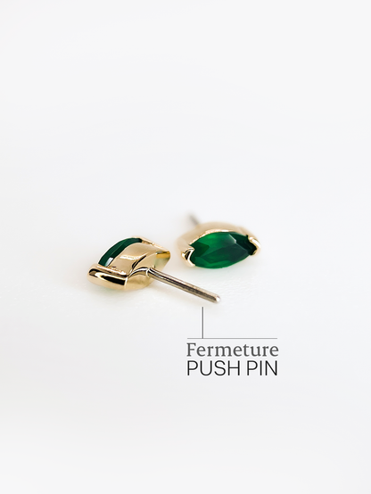 Navette – Or 14K – Pierres Précieuses (Émeraude & Rubis)