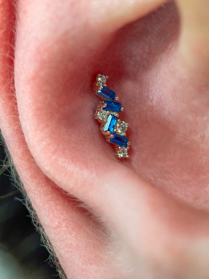 Élégance – Or 14K - Pierres Bleues & Multicolores