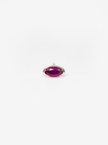 Navette – Or 14K – Pierres Précieuses (Émeraude & Rubis)
