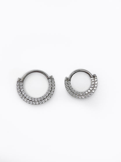 Verbania - Titane (Anneau Double Clicker Zircones)