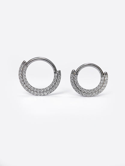Verbania - Titane (Anneau Double Clicker Zircones)